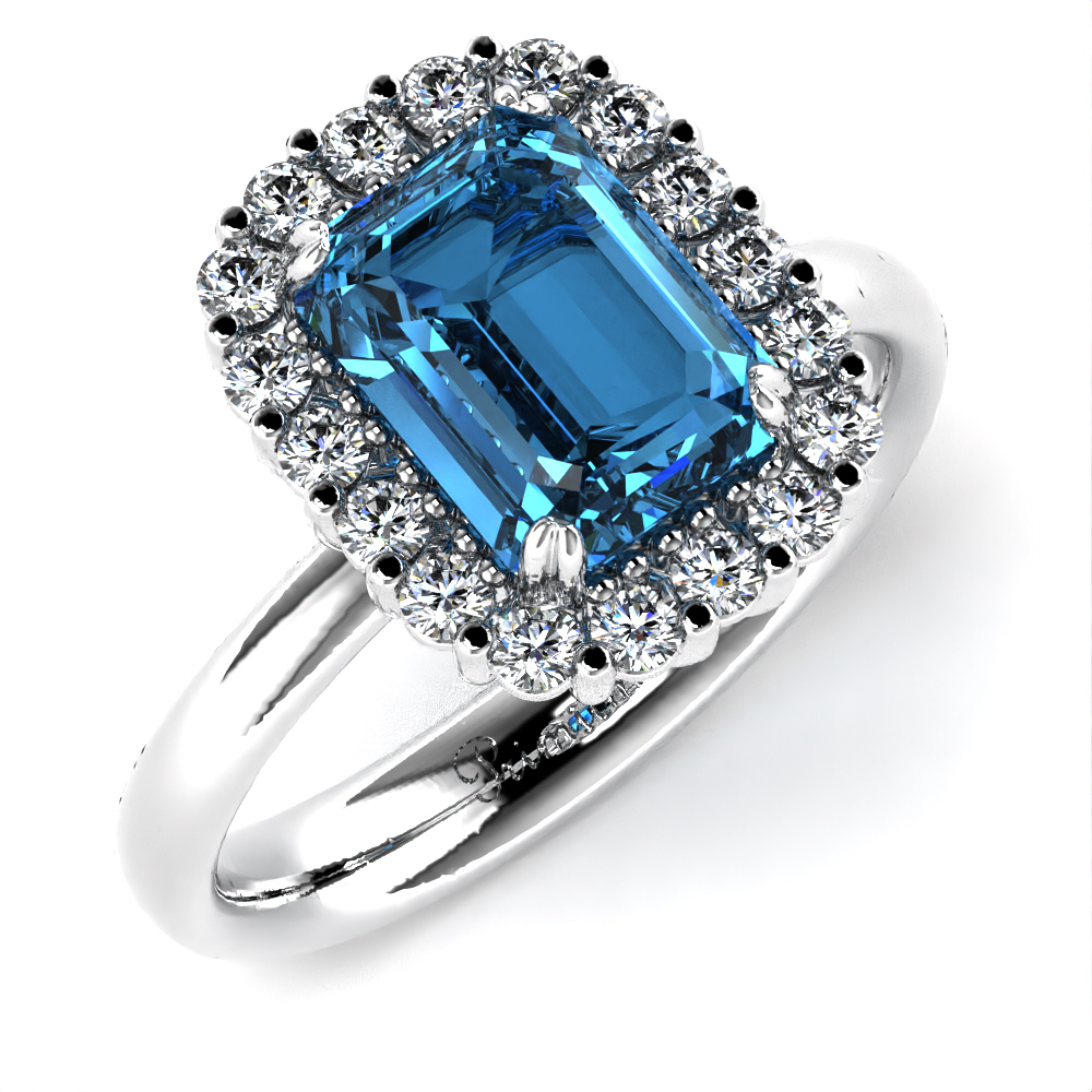 Anello Primum Design Singolo con Topazio Blu e Diamanti Lirimy 2