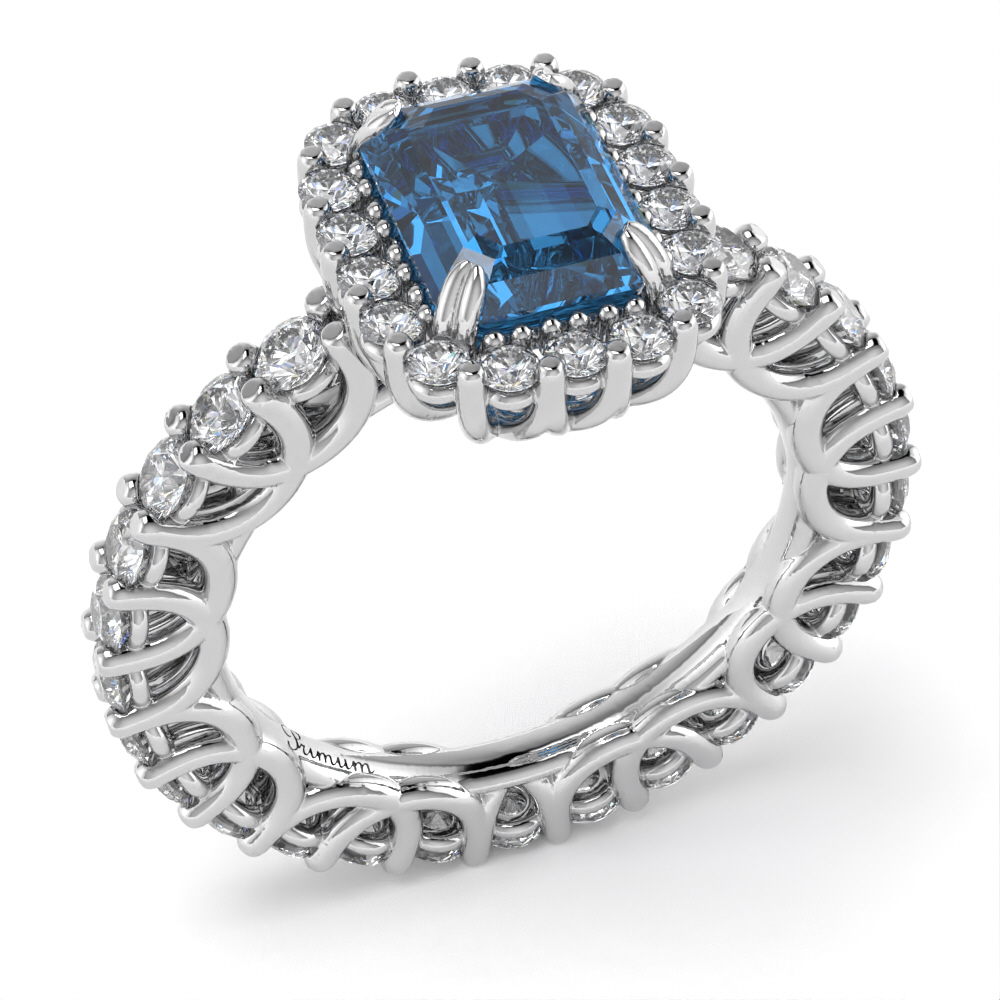 Anello Primum Veretta con Topazio Blu e Diamanti Lirimy