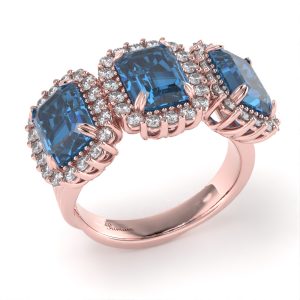 Anello Primum Trilogy con Topazi Blu e Diamanti Lirimy