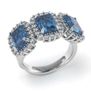 Anello Primum Trilogy con Topazi Blu e Diamanti Lirimy