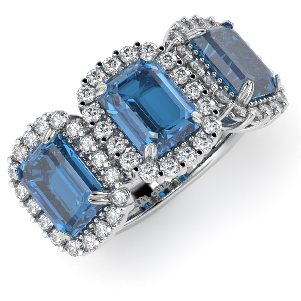 Anello Primum Design Trilogy con Topazi Blu e Diamanti Lirimy 2