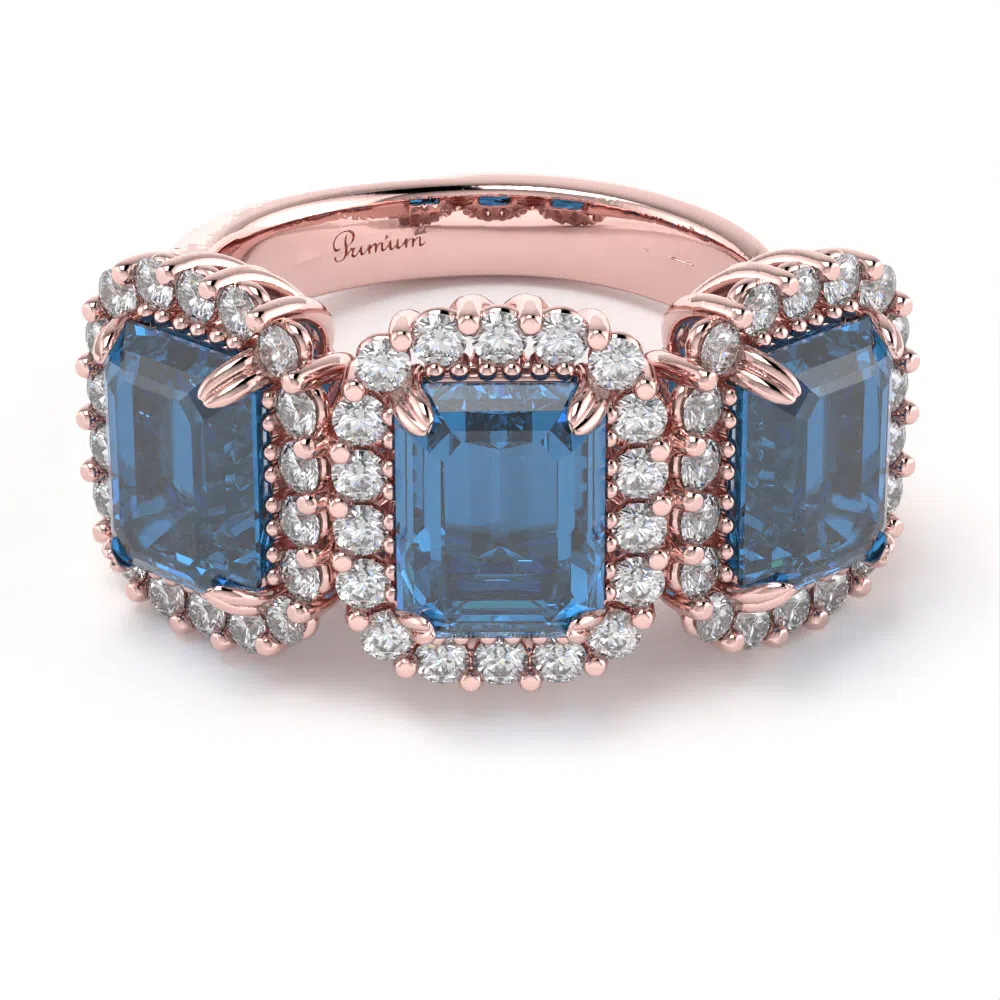 Anello Primum Design Trilogy con Topazi Blu e Diamanti Lirimy 4