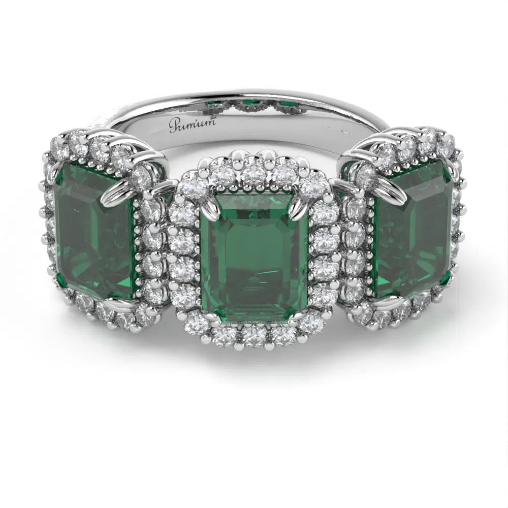 Anello Primum Design Trilogy con Smeraldi e Diamanti Lirimy 4