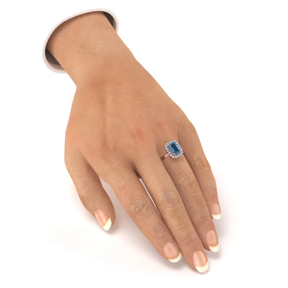 Anello Primum Design Singolo con Topazio Blu e Diamanti Lirimy 5
