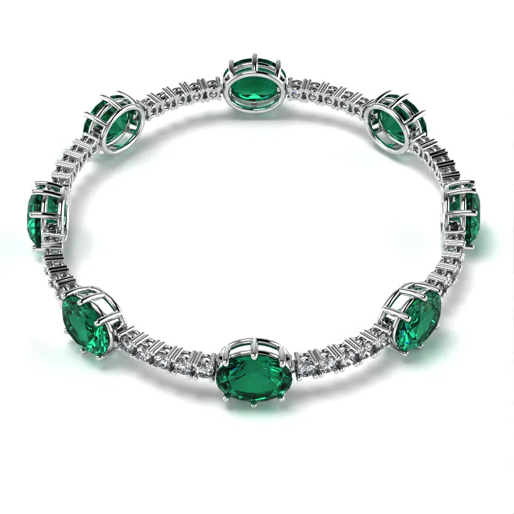 Bracciale Afrodite Taglio Ovale con Smeraldi e Diamanti Lirimy 4