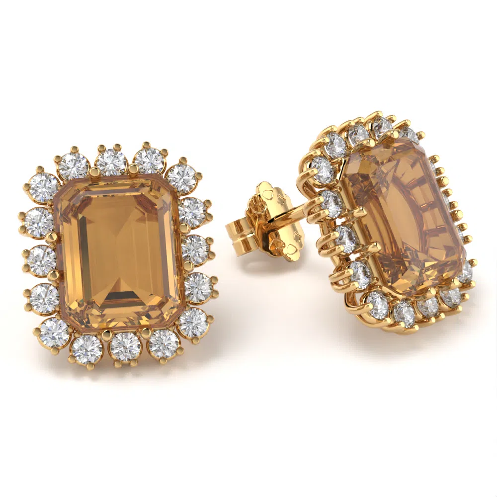 Orecchini Artemide in Oro Giallo con Diamanti Brown e Diamanti Lirimy 3