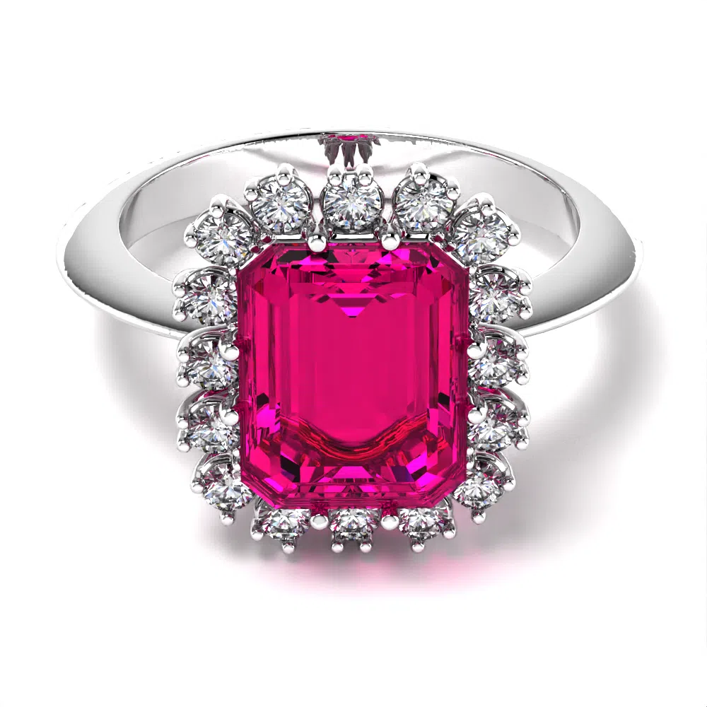 Anello Artemide Design Singolo Smeraldo Con Rubino e Diamanti Lirimy 4