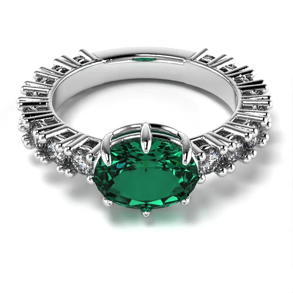 Anello Afrodite Taglio Ovale con Smeraldo e Diamanti Lirimy 4