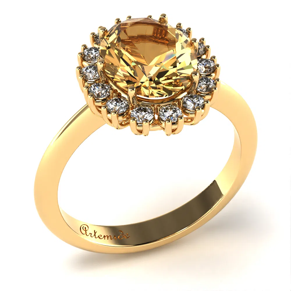 Anello Artemide in Oro Giallo con Diamante Brown e Diamanti Lirimy