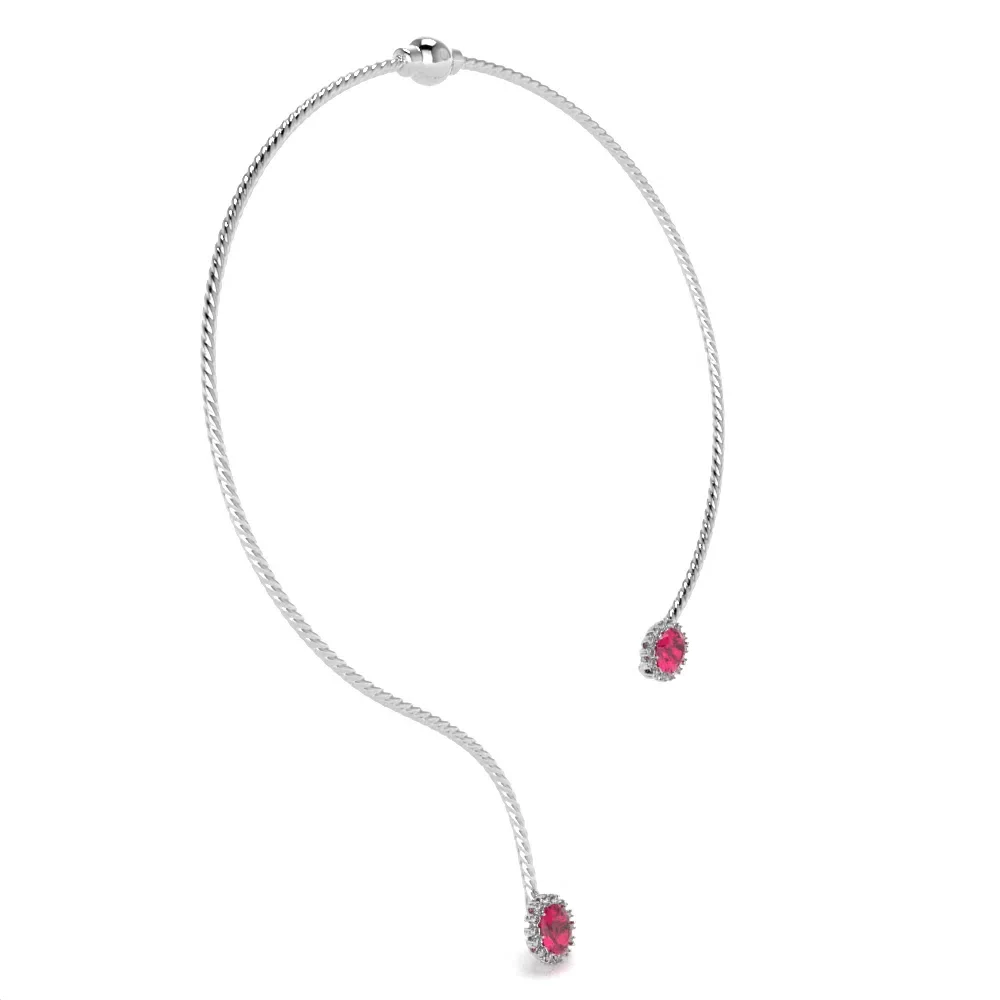 Collier Artemide in Argento Design Ovale con Rubino e Diamanti Lirimy 3