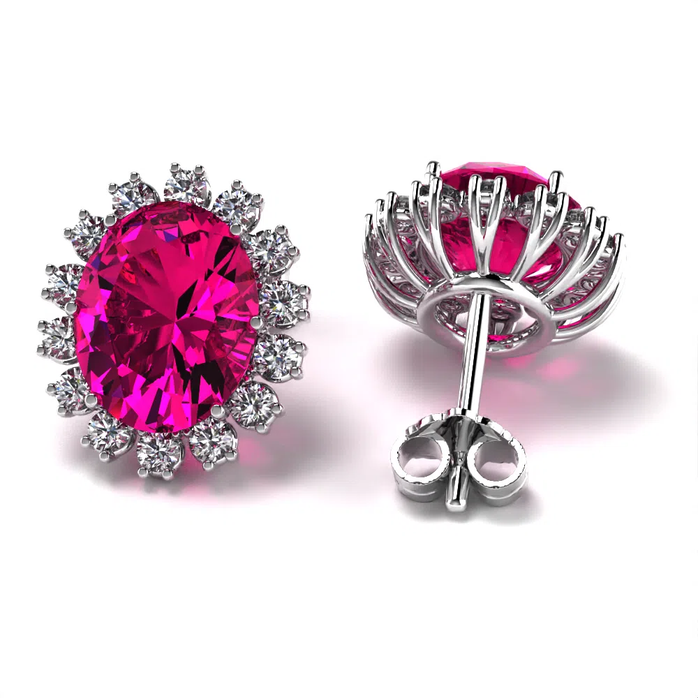 Orecchini Artemide Design Ovale con Rubino e Diamanti Lirimy