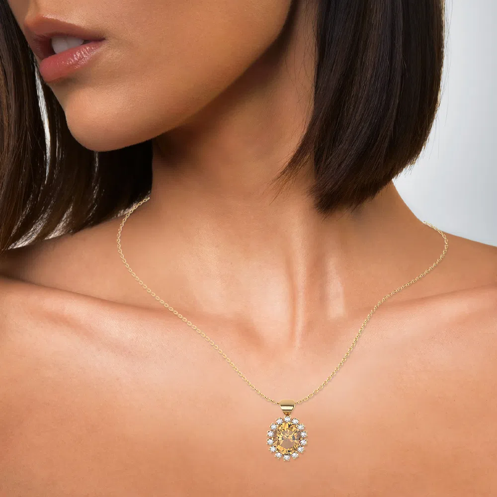 Collana Artemide in Oro Giallo con Diamante Brown e Diamanti Lirimy 5