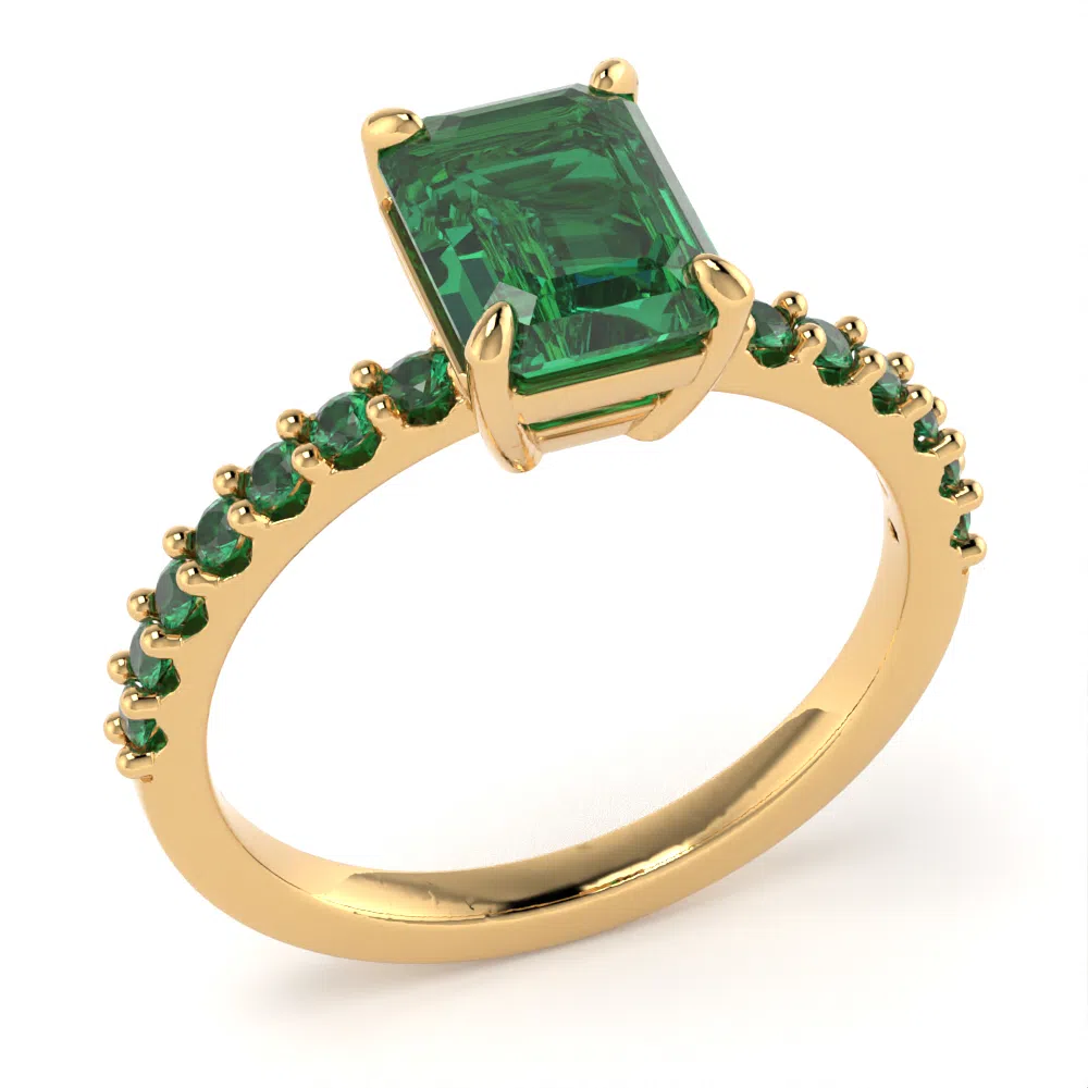 Anello Dubai in Oro Giallo 18kt con Smeraldo e Diamanti Neri Lirimy
