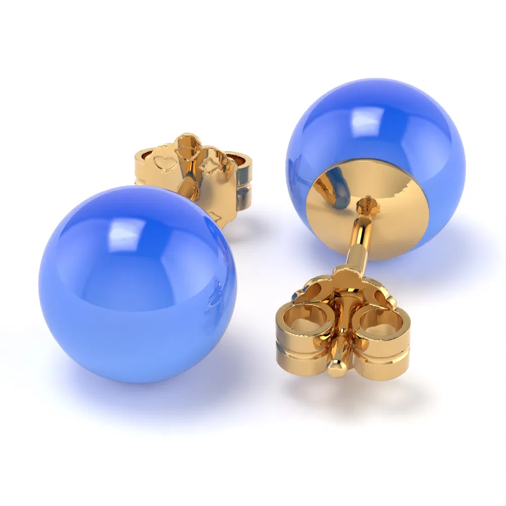 Orecchini Bubble in Oro Giallo con Agata Blu Lirimy