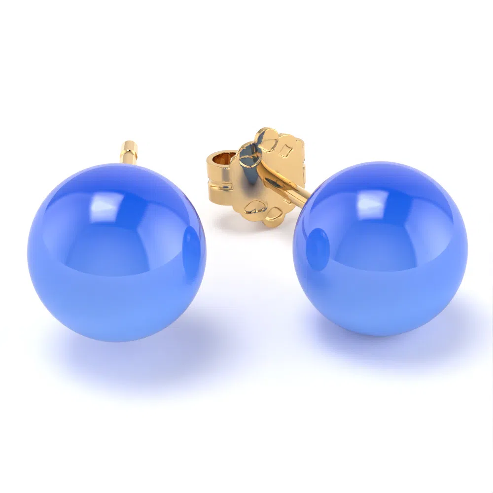 Orecchini Bubble in Oro Giallo con Agata Blu Lirimy 3