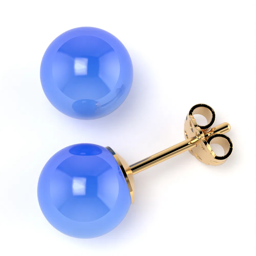 Orecchini Bubble in Oro Giallo con Agata Blu Lirimy 4