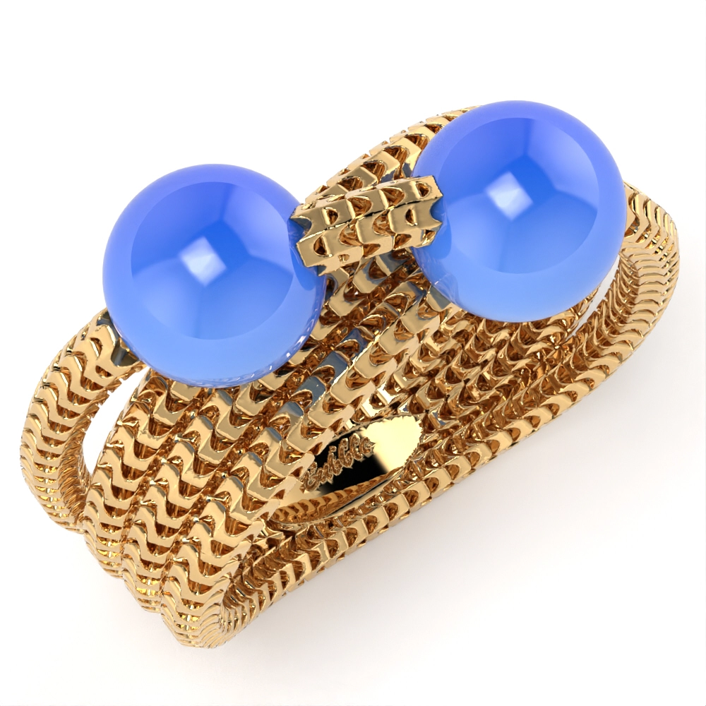 Anello Bubble in Oro Giallo con Agata Blu Lirimy 2