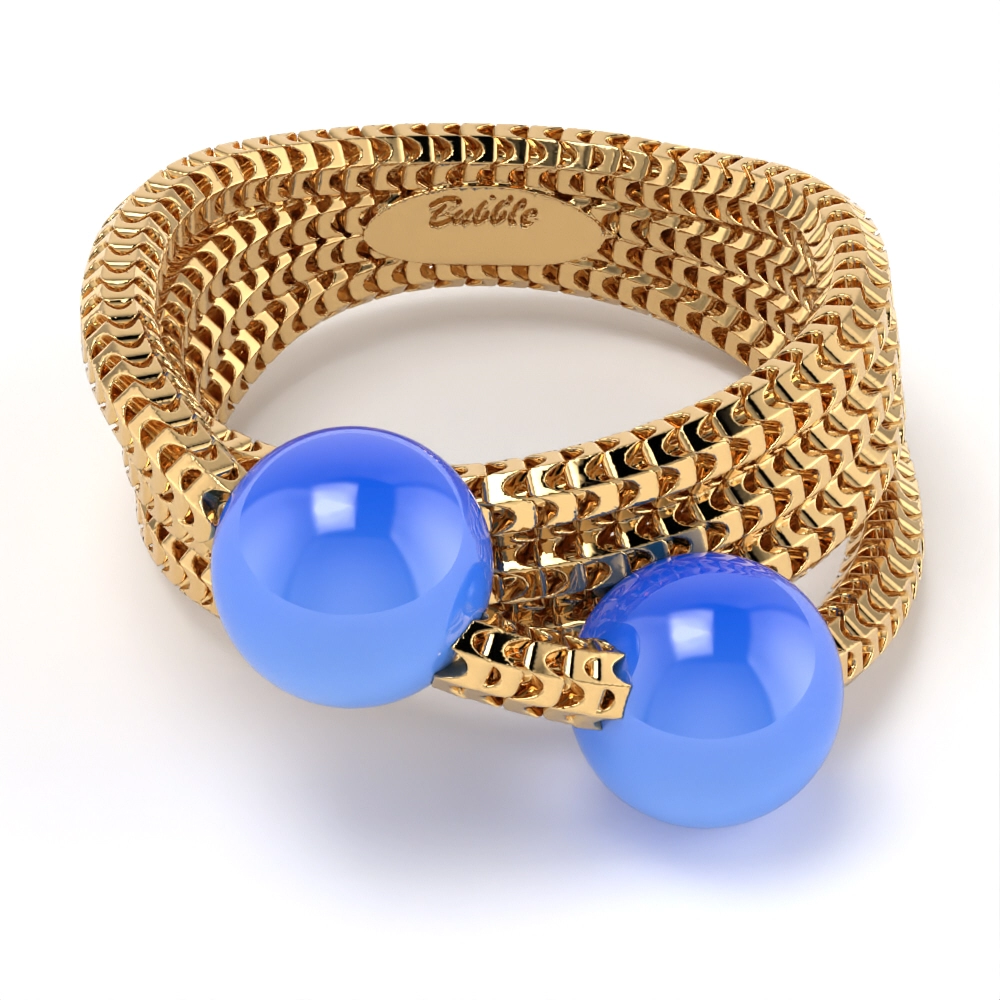 Anello Bubble in Oro Giallo con Agata Blu Lirimy 4