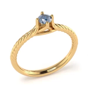 Anello Nodo D'Amore in Oro Giallo con Diamante Blu Lirimy