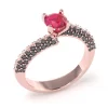 Anello Kiss in Oro Rosa 18kt con Rubino e Diamanti Neri Lirimy