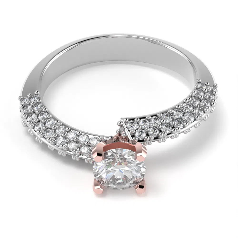Anello Kiss in Oro Bianco ed Oro Rosa 18kt con Diamanti Lirimy 4