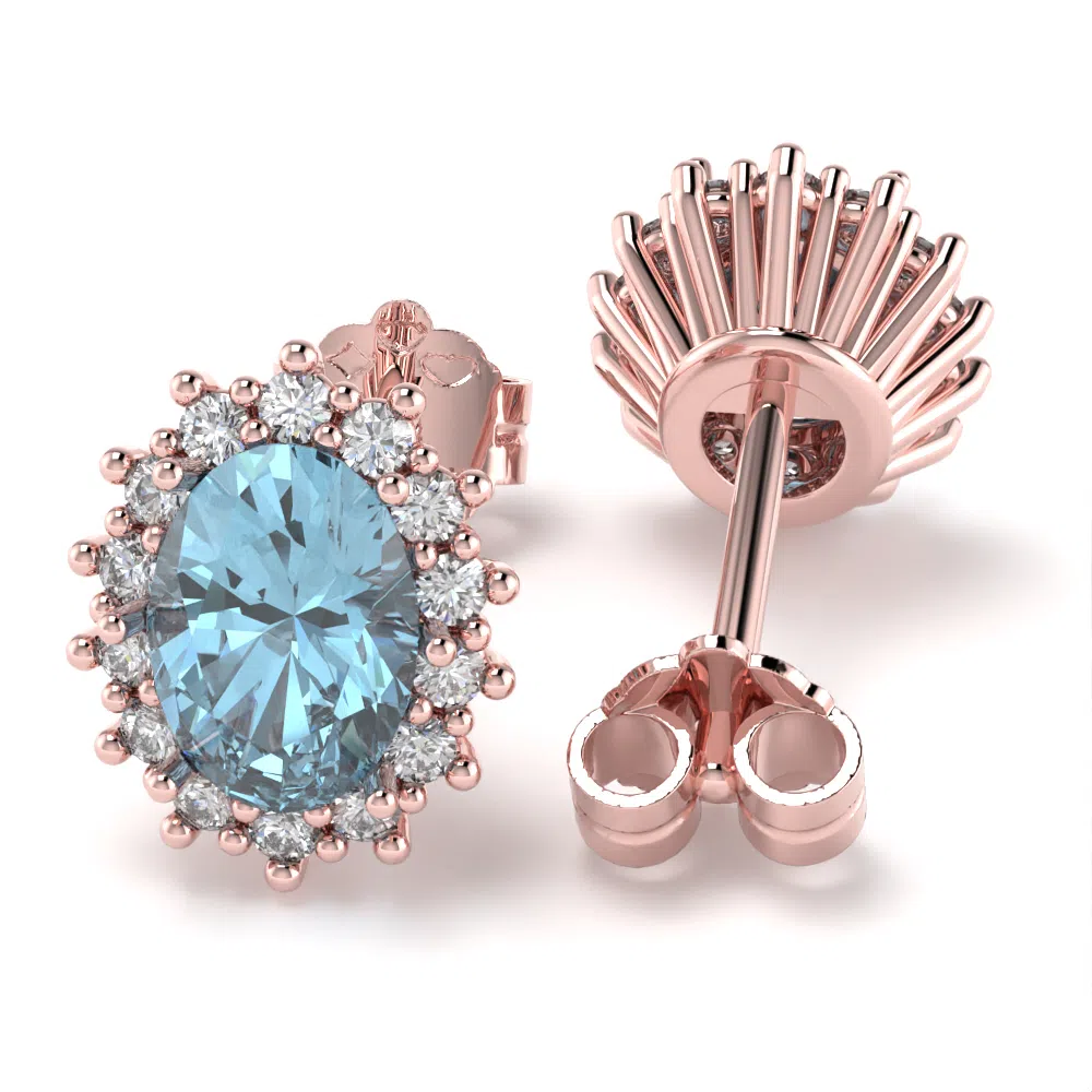 Orecchini Luxury in Oro Rosa con Acquamarina e Diamanti Lirimy