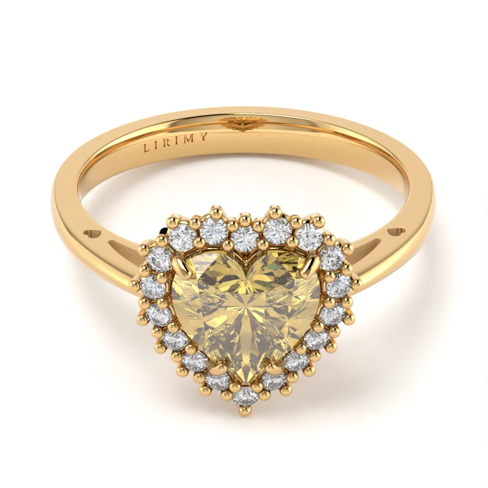 Anello Cuore in Oro Giallo con Quarzo Citrino e Diamanti Lirimy 4