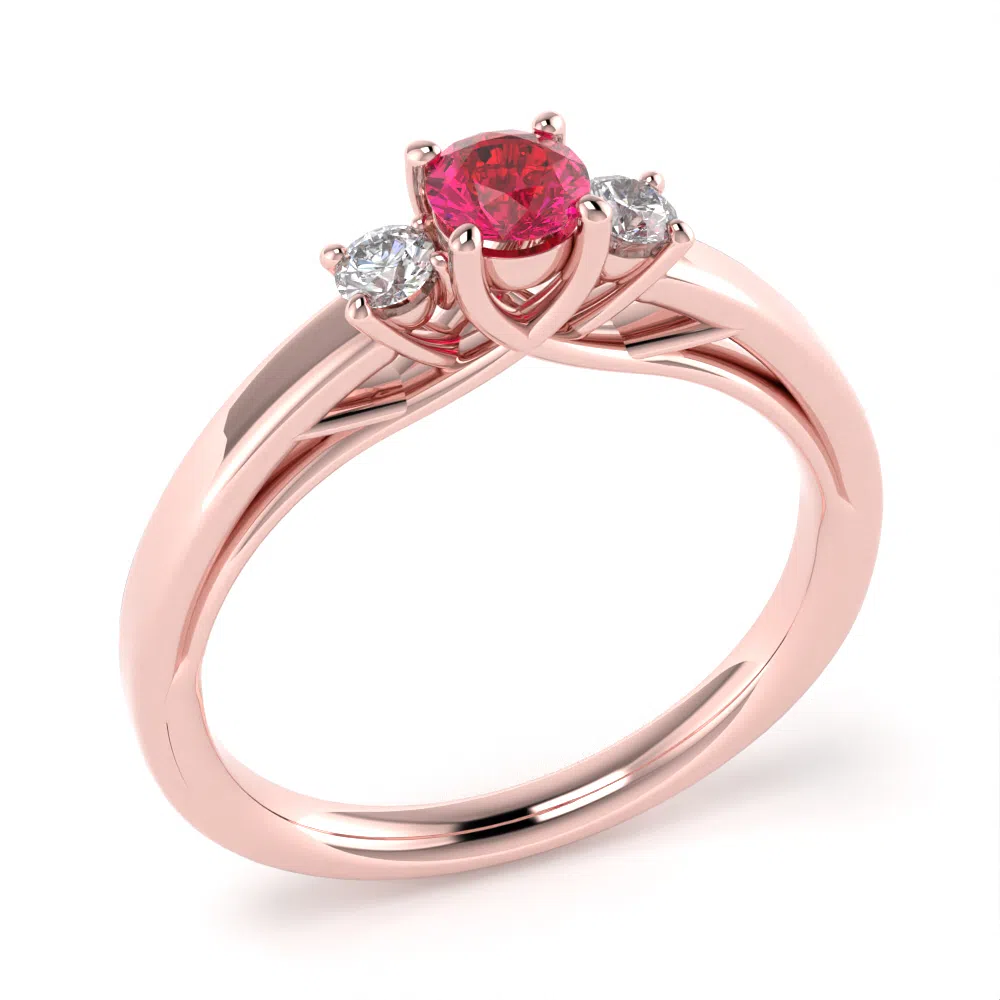 Anello Gioia in Oro Rosa con Rubino e Diamanti Lirimy