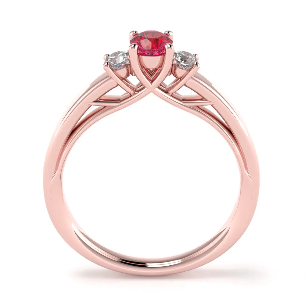 Anello Gioia in Oro Rosa con Rubino e Diamanti Lirimy 3