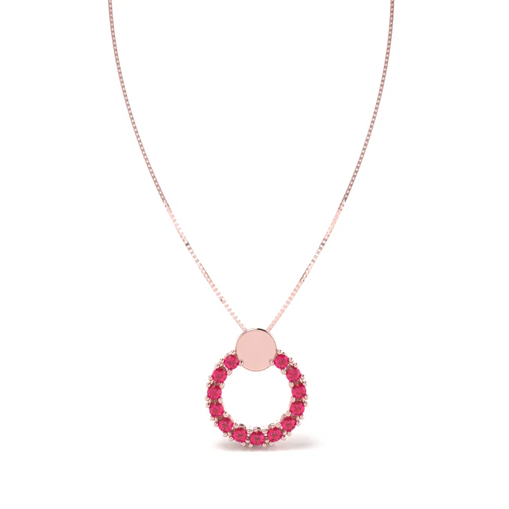 Collana Cerchio in Oro Rosa con Rubini Lirimy 2