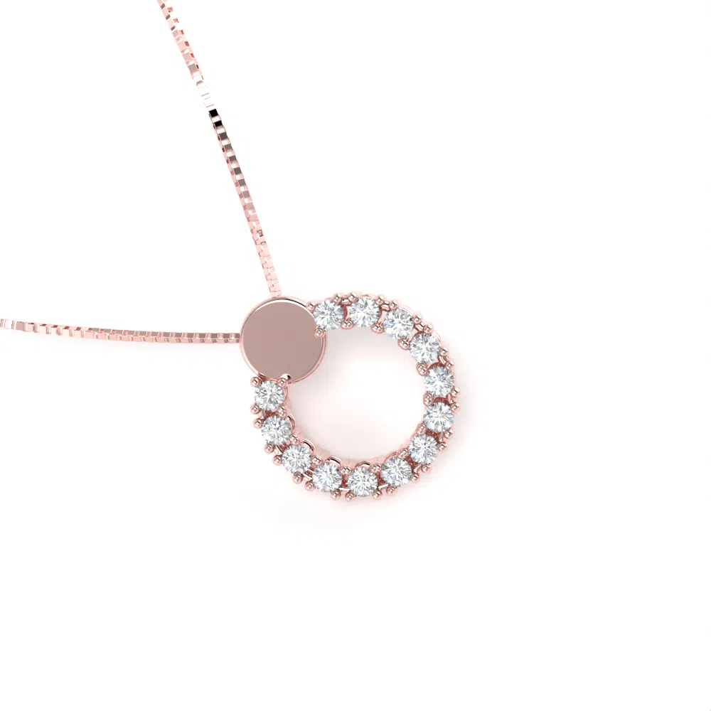 Collana Cerchio in Oro Rosa con Diamanti Lirimy 3