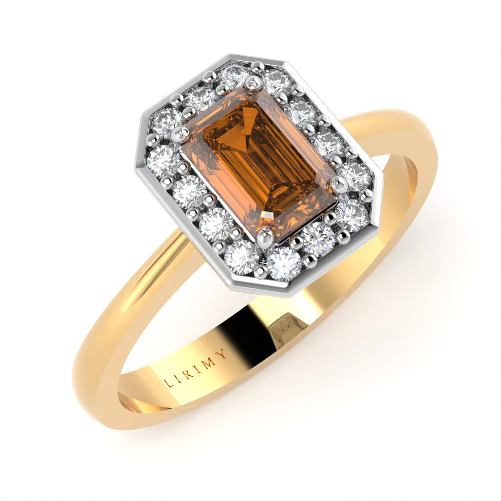 Anello Rea in Oro Giallo e Bianco con Zaffiro Orange e Diamanti Lirimy 2