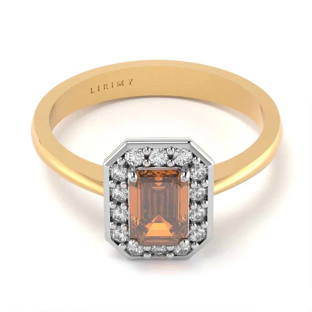 Anello Rea in Oro Giallo e Bianco con Zaffiro Orange e Diamanti Lirimy 4