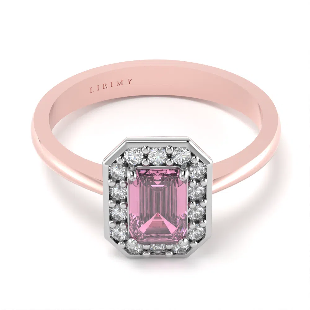 Anello Rea in Oro Rosa e Bianco con Zaffiro Rosa e Diamanti Lirimy 4
