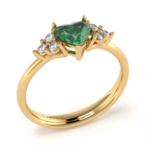 Anello Lovely in Oro Giallo con Smeraldo e Diamanti Lirimy