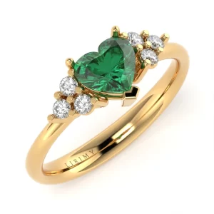 Anello Lovely in Oro Giallo con Smeraldo e Diamanti Lirimy 2