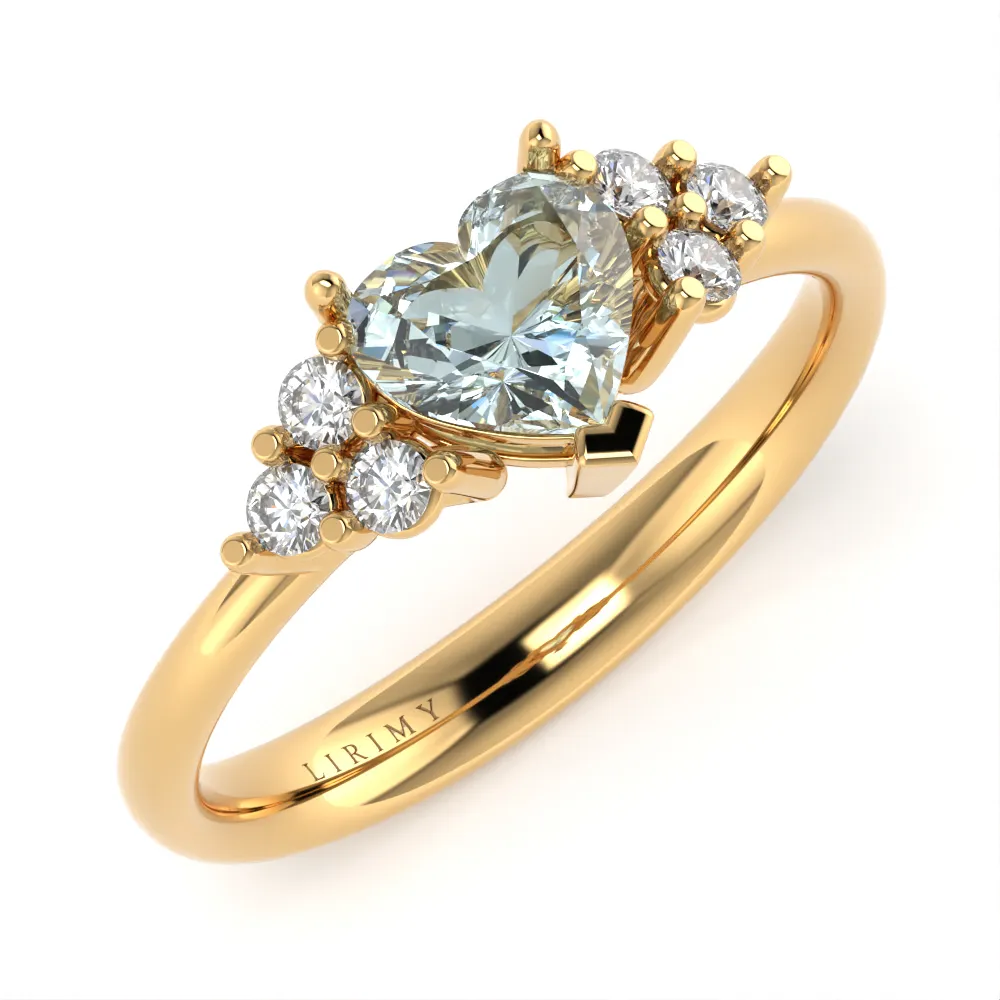 Anello Lovely in Oro Giallo con Acquamarina e Diamanti Lirimy 2
