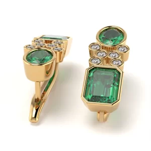 Orecchini Miriel in Oro Giallo con Smeraldi e Diamanti Lirimy