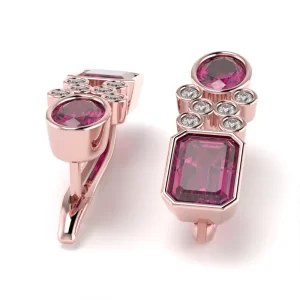 Orecchini Miriel in Oro Rosa con Rodoliti e Diamanti Lirimy