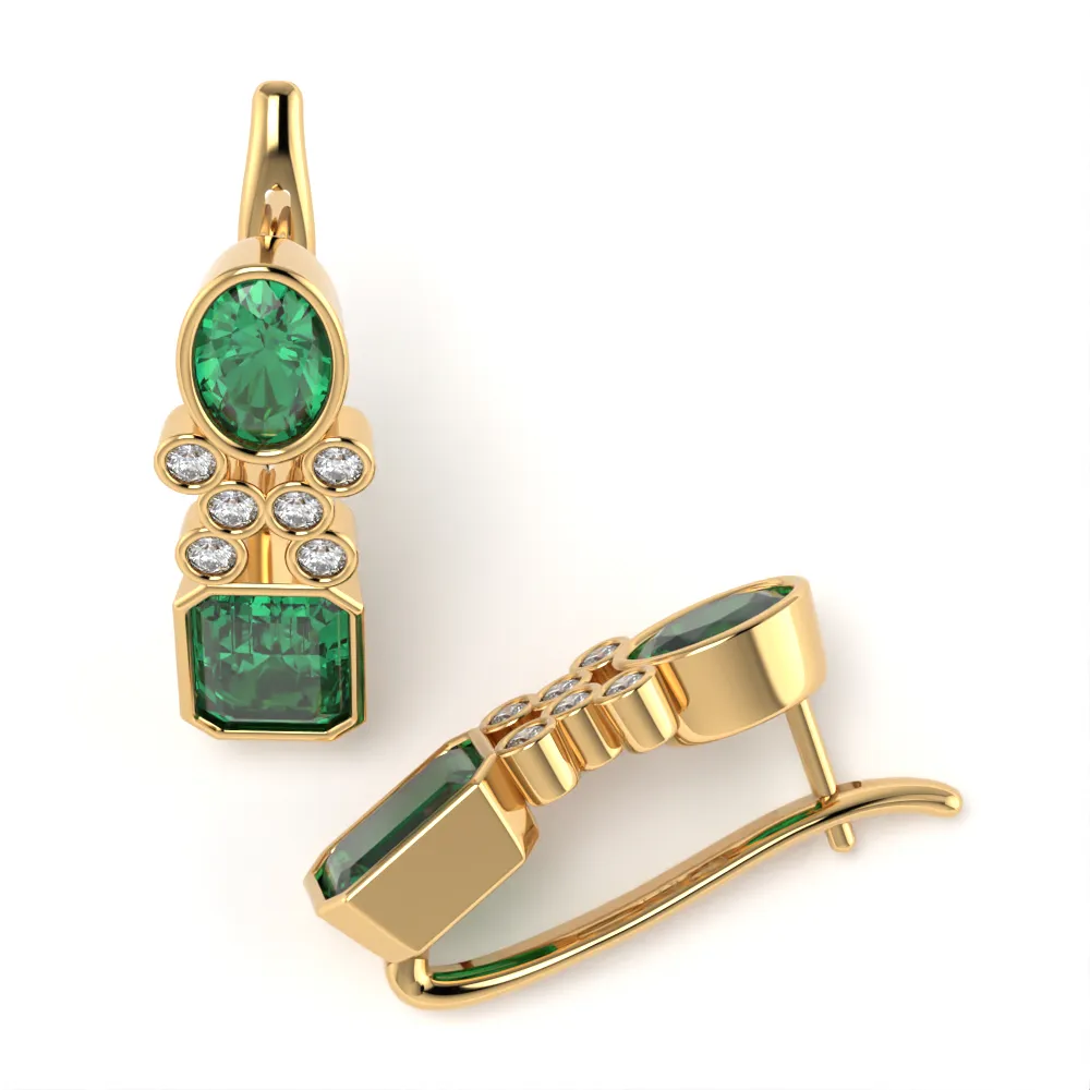 Orecchini Miriel in Oro Giallo con Smeraldi e Diamanti Lirimy 4