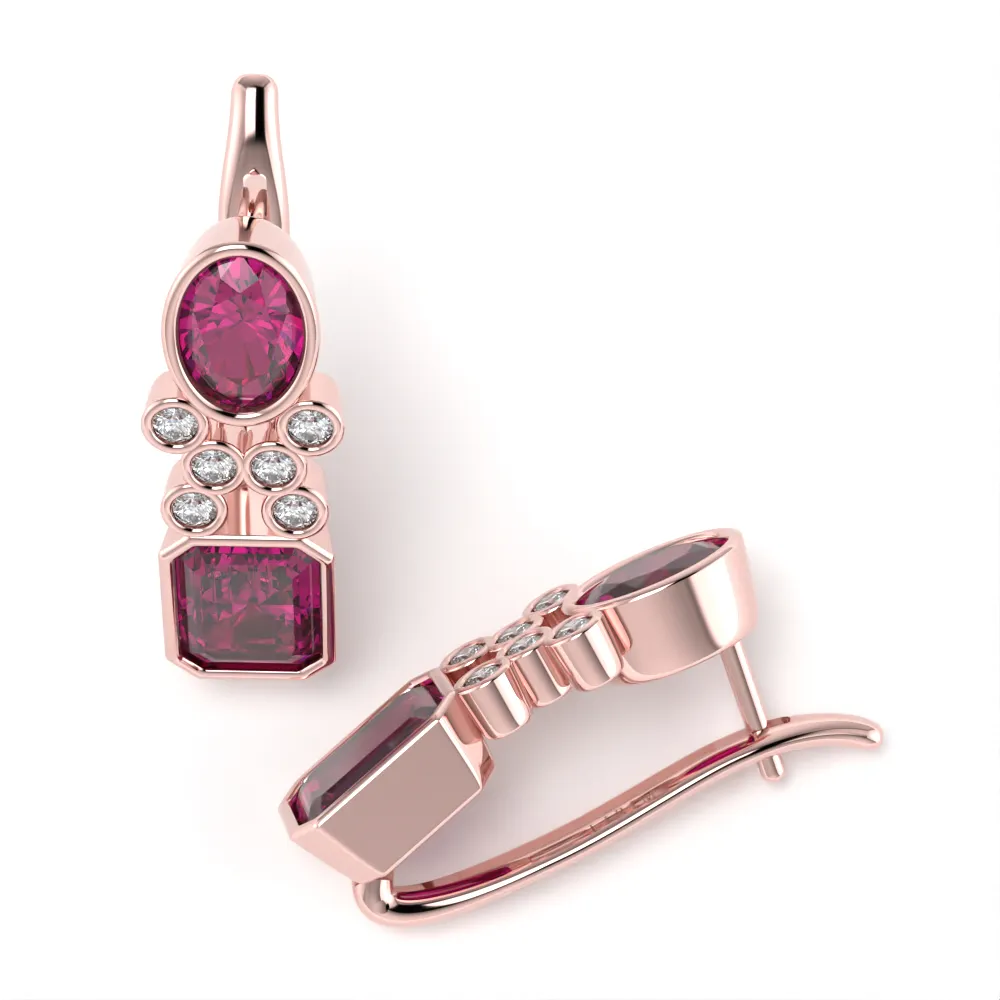 Orecchini Miriel in Oro Rosa con Rodoliti e Diamanti Lirimy 4
