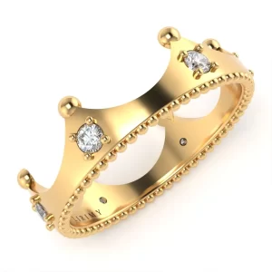 Anello Corona in Oro Giallo con Diamanti Lirimy 2