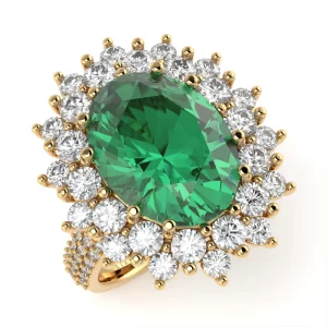 Anello Esplosione in Oro Giallo con Smeraldo e Diamanti Lirimy 2