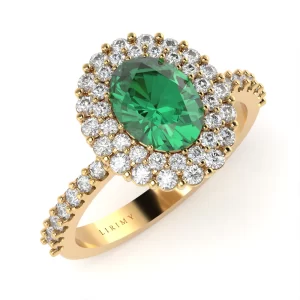 Anello Estasi in Oro Giallo con Smeraldo e Diamanti Lirimy 2