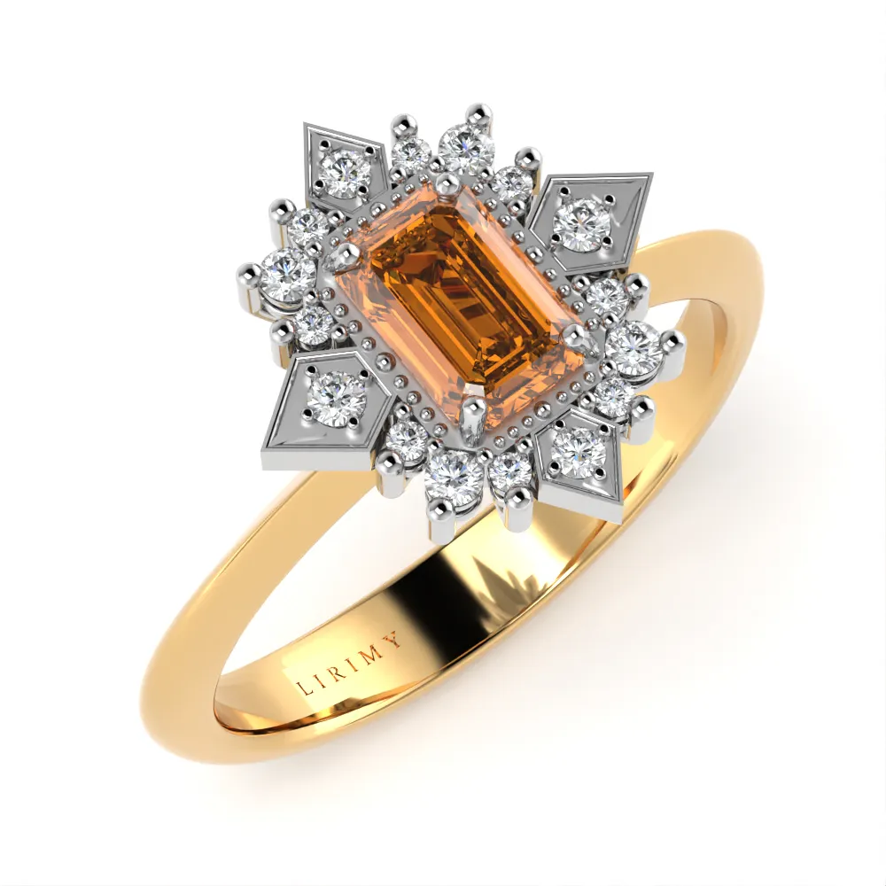 Anello Anthea in Oro Giallo e Bianco con Zaffiro Orange e Diamanti Lirimy 2