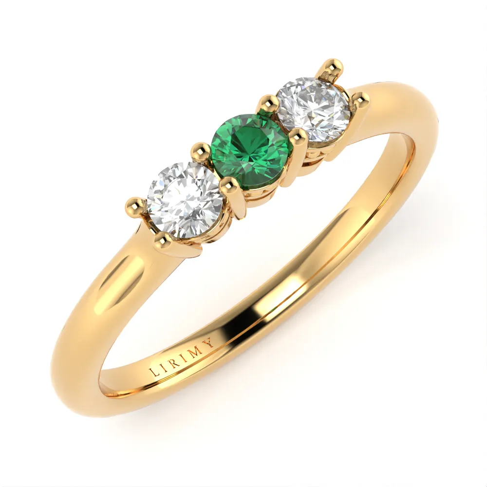 Anello PerSempre in Oro Giallo con Smeraldo e Diamanti Lirimy 2