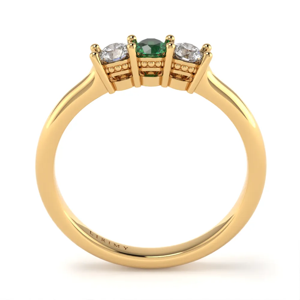 Anello PerSempre in Oro Giallo con Smeraldo e Diamanti Lirimy 3