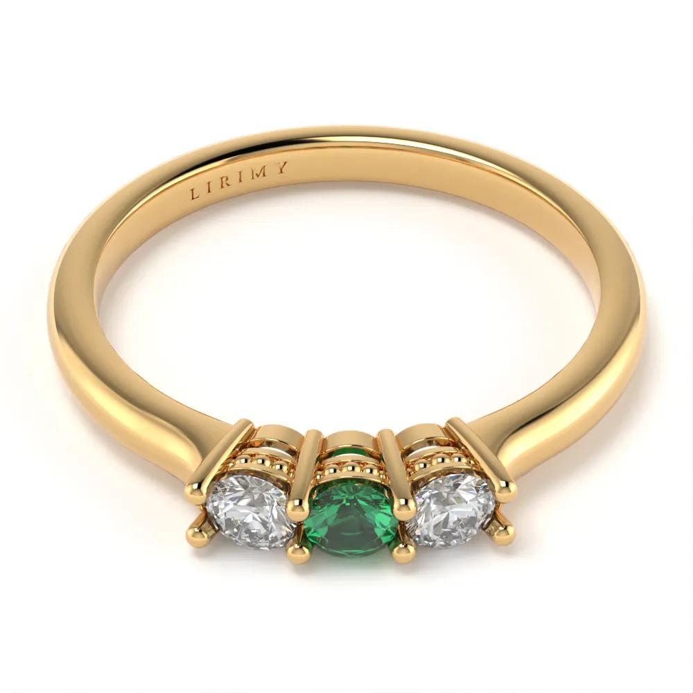 Anello PerSempre in Oro Giallo con Smeraldo e Diamanti Lirimy 4
