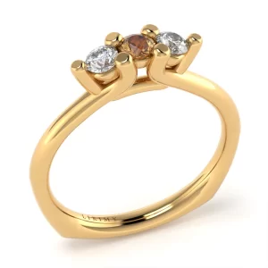 Anello Desiree in Oro Giallo con Diamante Brown e Diamanti Lirimy