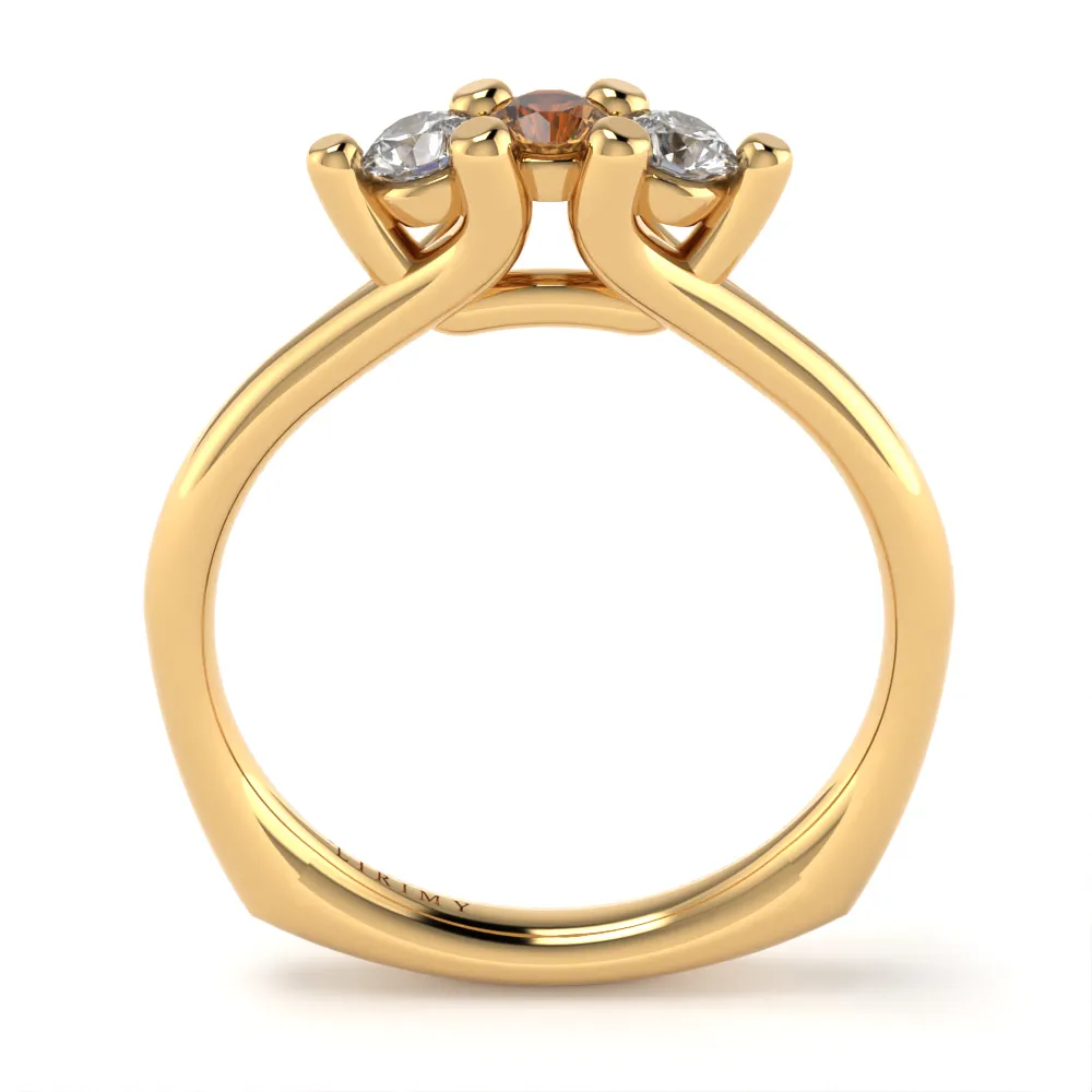 Anello Desirée in Oro Giallo con Diamante Brown e Diamanti Lirimy 3